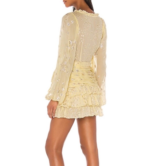 LOVESHACKFANCY Rina Mini Dress Sunflower Yellow Size 4 Small NWT - Picture 3 of 6